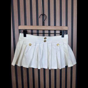 Y2K Trashy Skirt Small Womens White Micro Mini Pleated Made in USA Button Accent